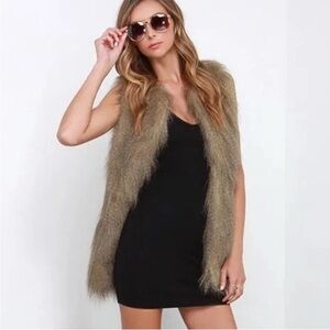 Black Swan Faux Fur Vest in Warm Brown